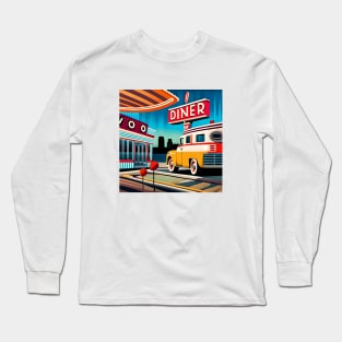 Retro Diner - 90s retro diner pop art Long Sleeve T-Shirt